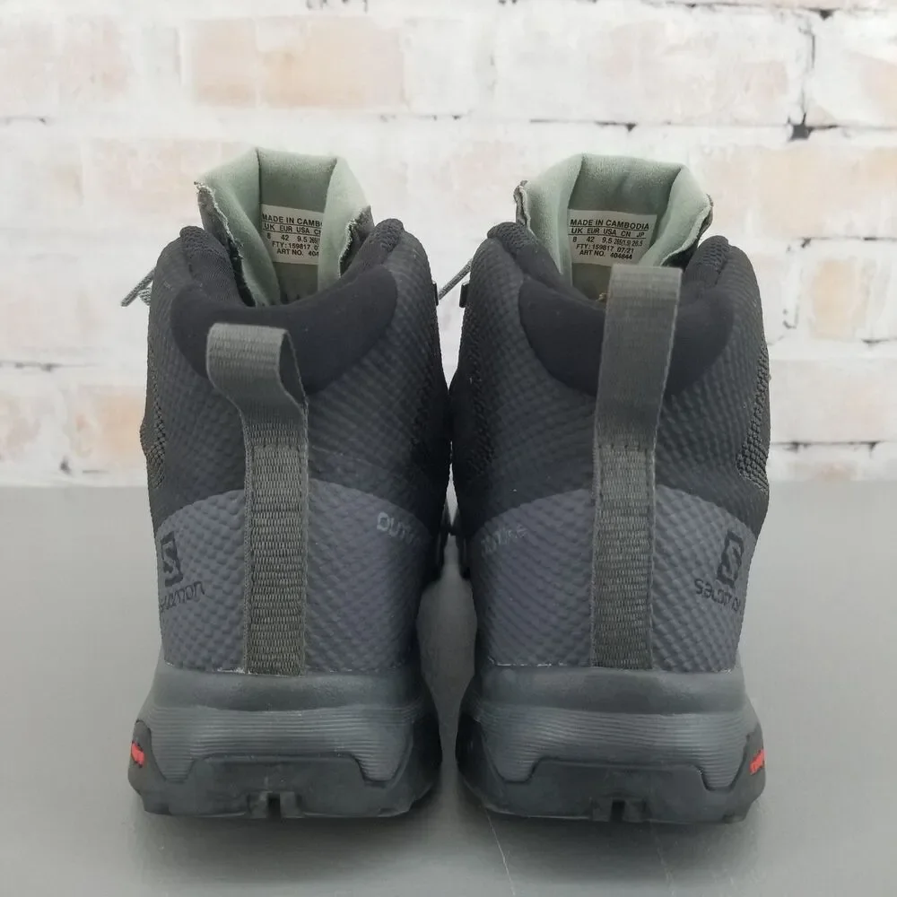 Salomon OUTline Mid GTX Hiking Boot Womens Sz 9.5 Black Trail Waterproof Ourdoor